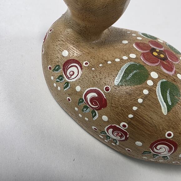 Vintage Wooden Painted Duck Folk Art Country Kitchen flower Design cottagecore - Picture 10 of 15